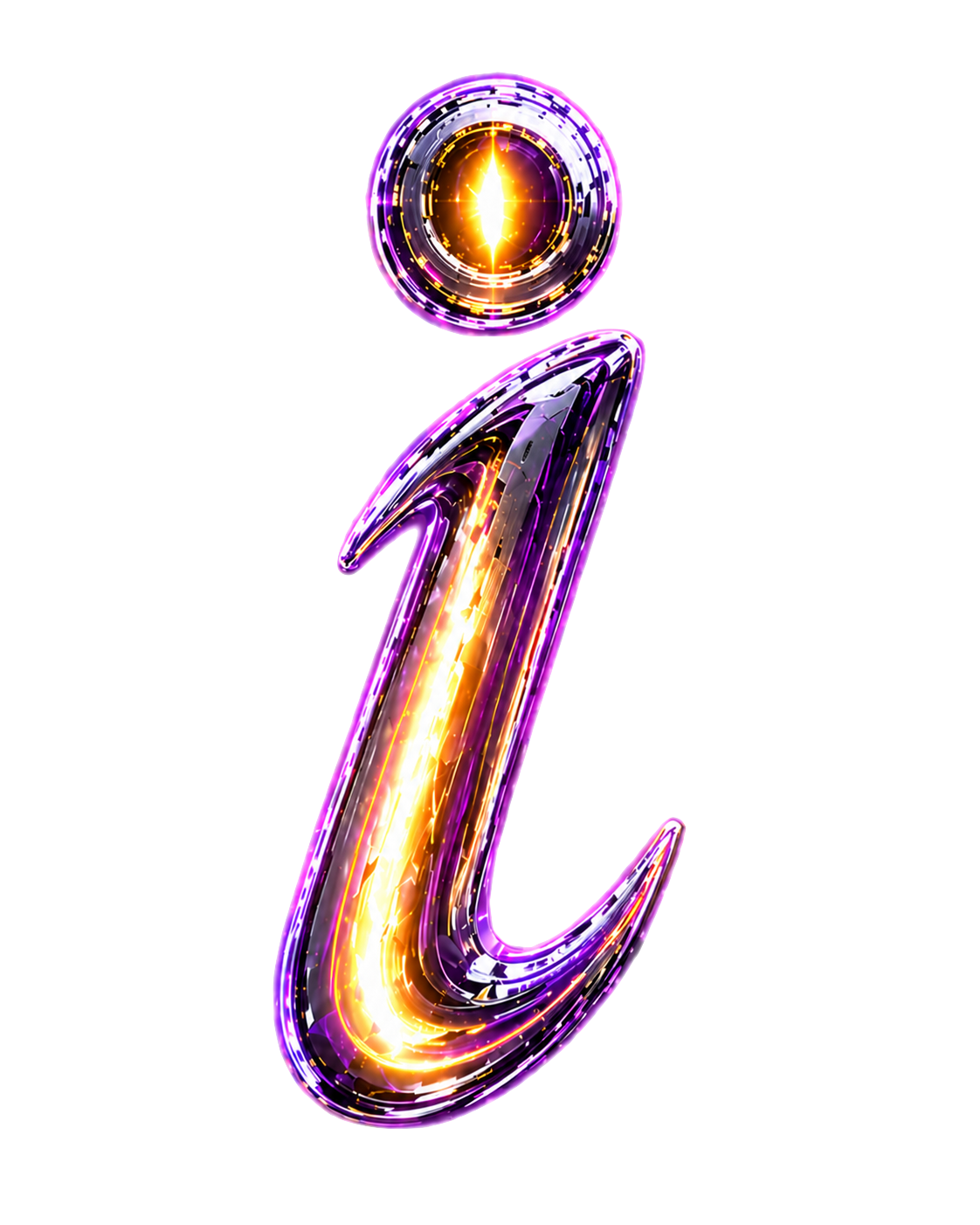 Futuristic glowing lowercase i logo